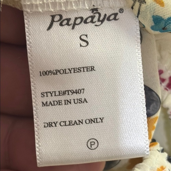 Papaya Cream Floral sheer spaghetti strap Top, back lace size small - Picture 3 of 8